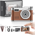 Mini Digital Camera, Keychain Camera 1080P HD with 2MP Lens, Flash, Video Recording, 32G Card Included, Portable and Compact Retro Vlog Camera for Travel, Kids, Brown