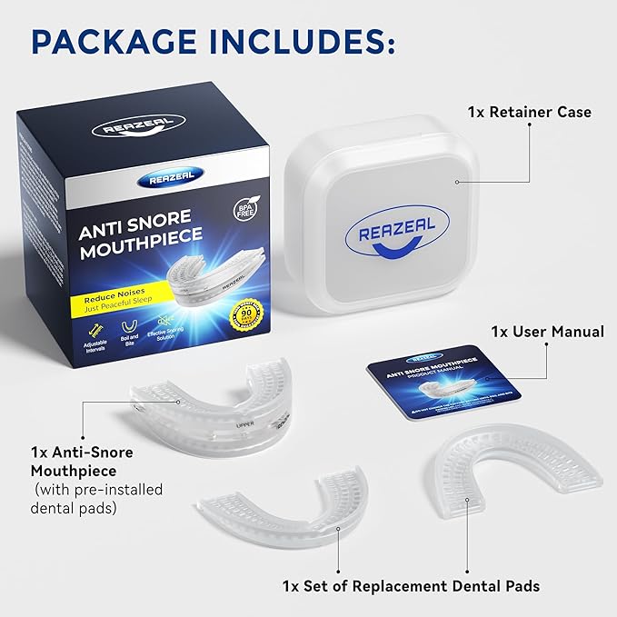 Anti Snore Mouthpiece – Adjustable Intraoral Device Designed to Help Reduce Snoring for Adults (18+) (Clear)