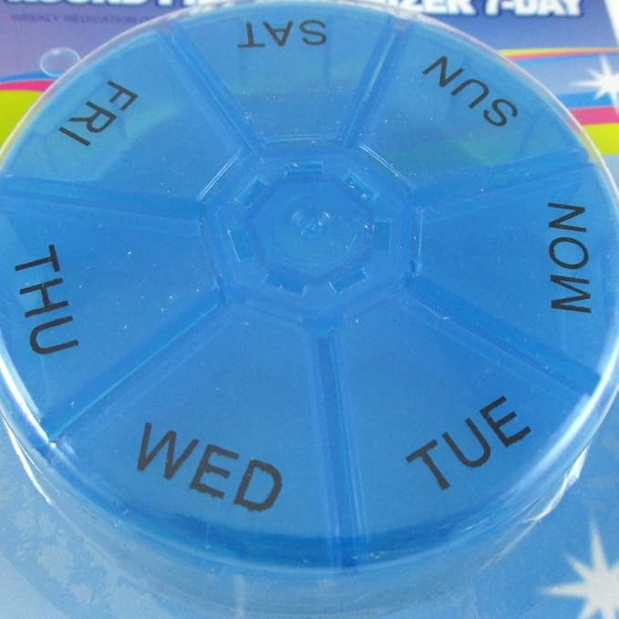 1 Round 7 Day Pill Box Medicine Organizer Daily Weekly Medication Holder Travel