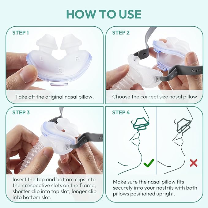 2 Packs Replacement Nasal Pillow Cushion for ResMed AirFit P10, Ultra-Soft Silicone, Better Sealing, Minimize Leakage, Reduce Pressure Points, CPAP Supplies Accessories, Size Small