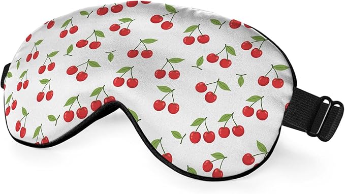 Red Cherries Eye Mask Sleeping Mask Lovely Ripe Cherry Sweet Fruit Sleep Masks Silky Soft Eye Cover for Women Men Shading Blindfold for Air Travel Sleeping