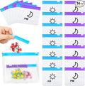 Colarr 14 Pcs AM PM Pill Pouches Bags Reusable Zippered Day and Night Pill Organizer with Slide Lock for Travel Medicine Case, 1 Large 14 Small(Blue, Purple)