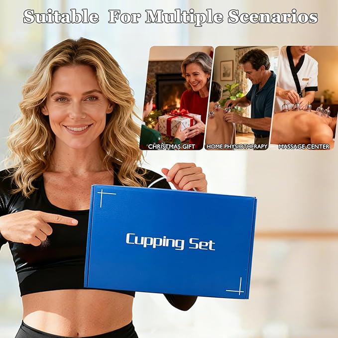 Cupping Set, 19 Cups Cupping Kit for Massage Therapy, Cupping Therapy Set with Pump for Back Massage, Pain Relief, Physical Therapy