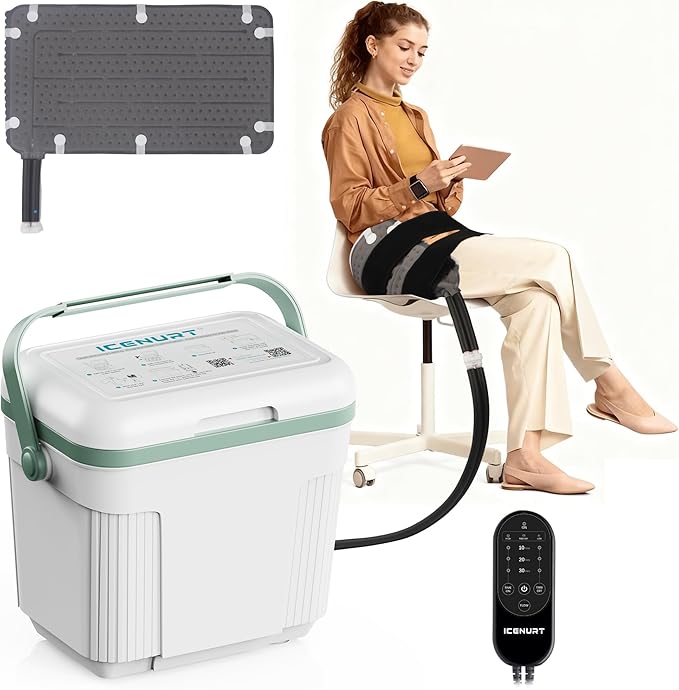 Cold Therapy Machine with Programmable Timer, Portable Ice Machine for Hip After Surgery, Hip Replacement Recovery System, Cryotherapy Pain Relief w/Compression Pad