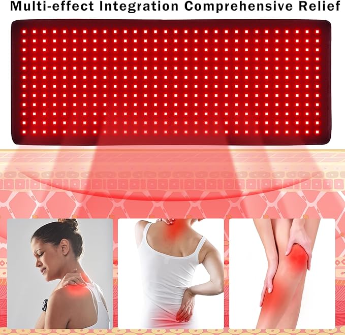 Red Light Therapy Belt with 360 LEDs – Near Infrared Light Therapy for Waist & Back, Red Light Therapy Mat for Body, Wearable Pain Relief Pad for Home (31.6" x 11.8", Black)
