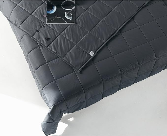 RelaxBlanket Cotton Weighted Blanket King Size 100% Cotton with Premium Glass Beads for All-Season 80''x90'' 25lbs,Dark Grey