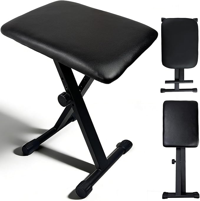 Keyboard Bench X-Style Height Adjustable 16-20in Padded Cushion Piano Stool Bench Keyboard Chair for Keyboards Piano.