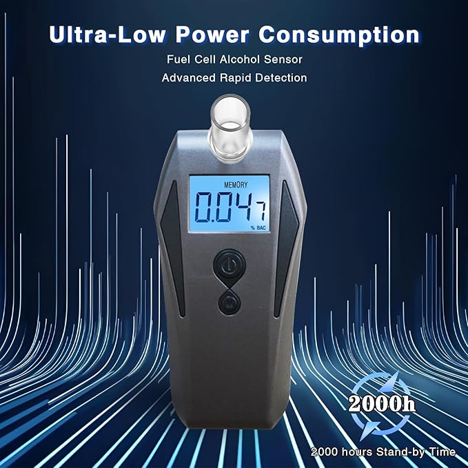 Professional Alcohol Breathalyzer Tester, Sound Alarm Breathalyzer, Digital LCD Display Design Breathalyzers for Alcohol with 123 Record Memory and 6 Selectable Units