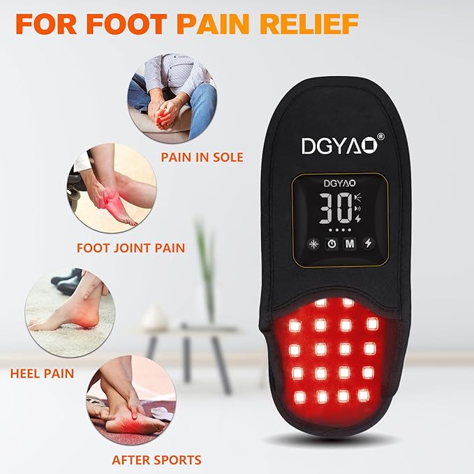 TUOB Red Light Therapy for Foot Pain Relief, Near Infrared Light Therapy Device with 4000 mAh Power Bank, Red Infrared Light Foot Therapy Double Side Pad Slipper Full Cover Feet Toes Instep
