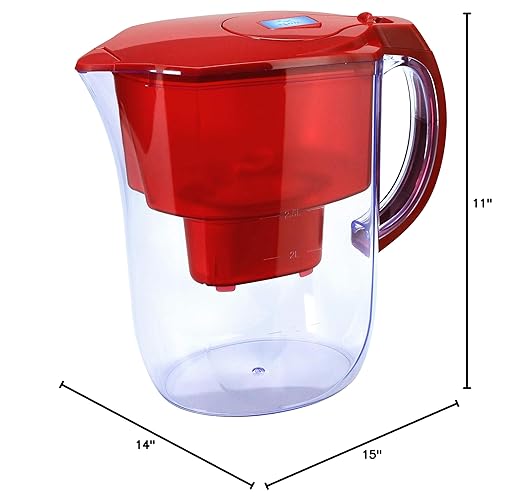 Ehm Ultra Premium Alkaline Water Filter Pitcher - 3.8L, Activated Carbon Filter- BPA Free, Healthy, Clean, & Toxin-Free Mineralized Alkaline Water in Minutes- Up to 9.5 pH-2023 (RED)