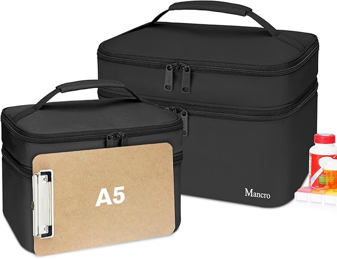 Mancro Dual Layers Medicine Organizer Bag, Pill Bottle Organizer Storage with Lockable Zipper, Medication Travel Bag for Pills, Vitamins, Medical Supplies for Home Storage, XL