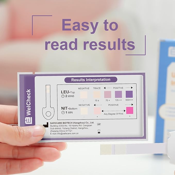 UTI Test Strips, Urinary Tract Infection Test for Home Use, Quick Accurate Results in 2 Min, Detects Leukocytes & Nitrite, Individually Packaged, 7 Pack
