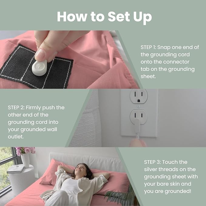 GLUYOHEY Grounding Flat Sheet Full Size (81"x96") Conductive Silver Fiber Earthing Bed Sheets with Grounded Cord Reconnect with Earth’s Energy for Better Sleep and Enhanced Wellness, Pink