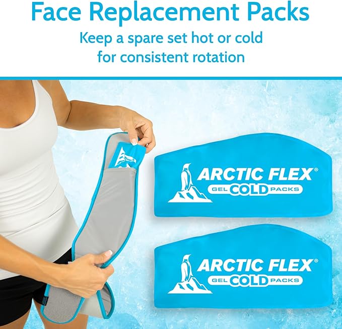 Arctic Flex Gel Replacement Packs - Ice Packs Reusable for Face Ice Brace - Hot and Cold Gel Ice Pack for Injuries, Pain Relief, Swelling - Flexible Therapy Compression Wrap - Athletic, Women, Men