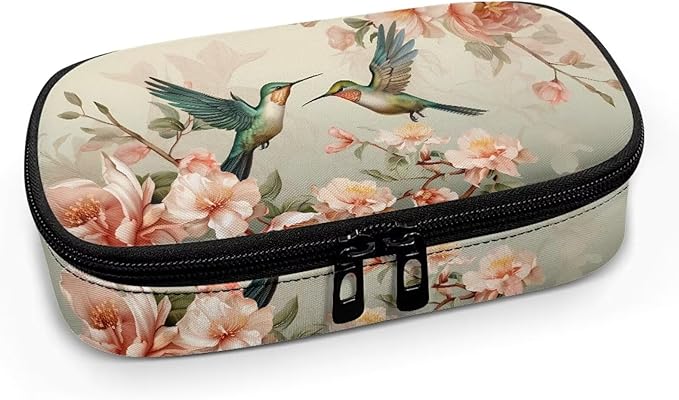 Hummingbird Floral Insulin Cooler Travel Case Handy Medication Insulated Diabetic Carrying Cooling Bag for Insulin Pen and Diabetic Supplies