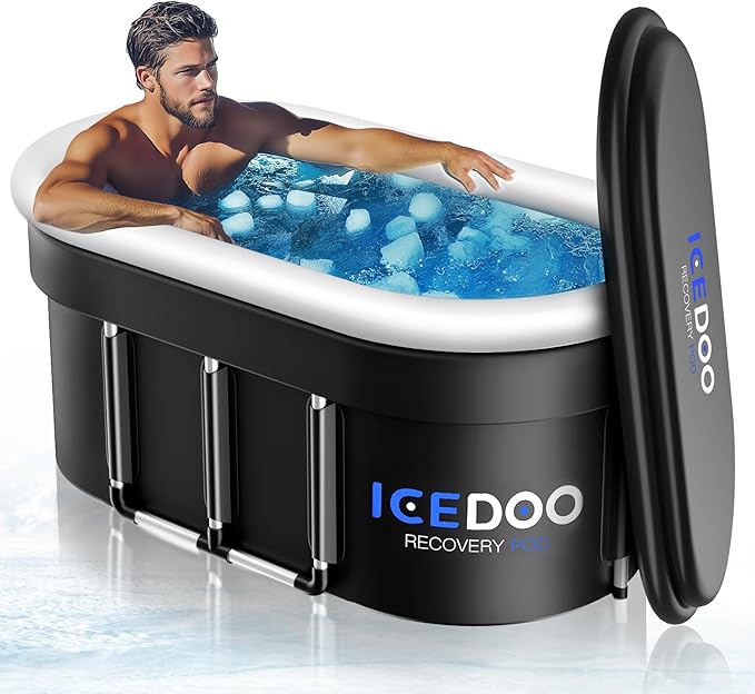 Upgraded 175-Gal Oval Ice Bath Tub with Air Ring, Portable Multi-Layered Cold Plunge Tub - Foldable & Inflatable, with Lid, for Athletes & Adults,Ideal for Home, Gym & Outdoor Use