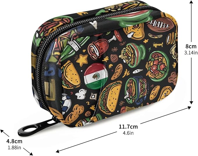Mexican Soccer Food Travel Pill Organizer Case Box Container Weekly Portable Vitamin Medicine Holder Storage Bag with Zipper Removable