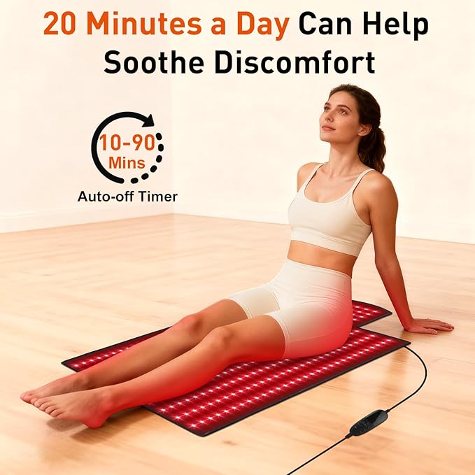 36'' x 16'' Red Light Therapy Mat for Body, 325 LEDs Near Infrared Light Therapy Wrap Belt Pad Blanket with 660nm & 850nm for Back, Belly, Waist, Chest, Knee Joint and Muscle