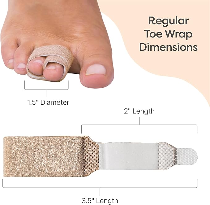 ZenToes Hammer Toe Corrector for Women & Men - Reusable Fabric Buddy Wraps for Broken Toes - Cushioned Toe Splint for Protection & Recovery & Hammertoe Straightener - 8 Count (OSFM, Beige)