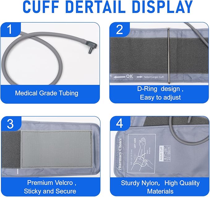 3XL Blood Pressure Cuff, Adult Cuff, Compatible with Most Monitors, ARM Blood Pressure Replacement Cuff with 8 Connectors(3XL)