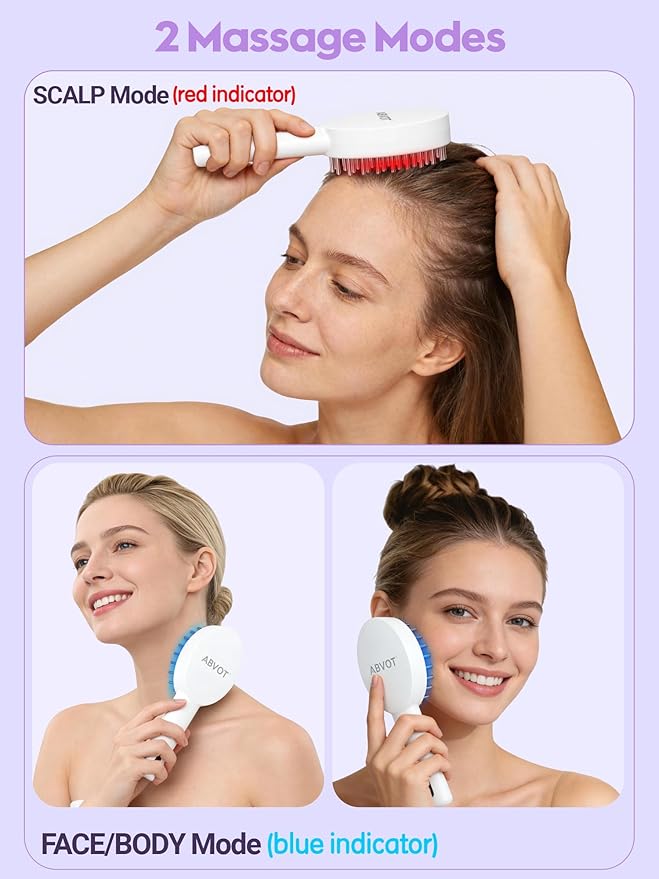 3-in-1 Electric Scalp Massager Brush, Vibrating Scalp Massager Comb with Hair Oil Applicator for Scalp/Face/Body Relaxation, Portable Massager Tool for Home & Travel, Gift for Men & Women(White)