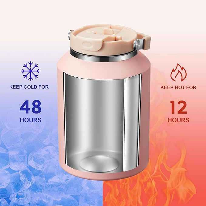 Gpeng 40 oz Tumbler with Handle, Water Bottles with Straw Lid, Insulated Stainless Steel Travel Mug Cup Holder Friendly, Keep Drinks Cold or Hot for 48+ Hours