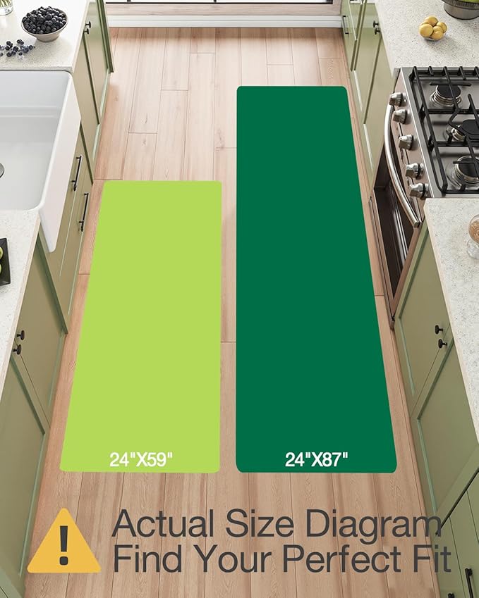 LUMI Anti Fatigue Kitchen Cushioned Mat for Floor, Padded Waterproof Runner for Standing, Stain Resistant Comfort Rugs for Home, Sink, Laundry, 24x87