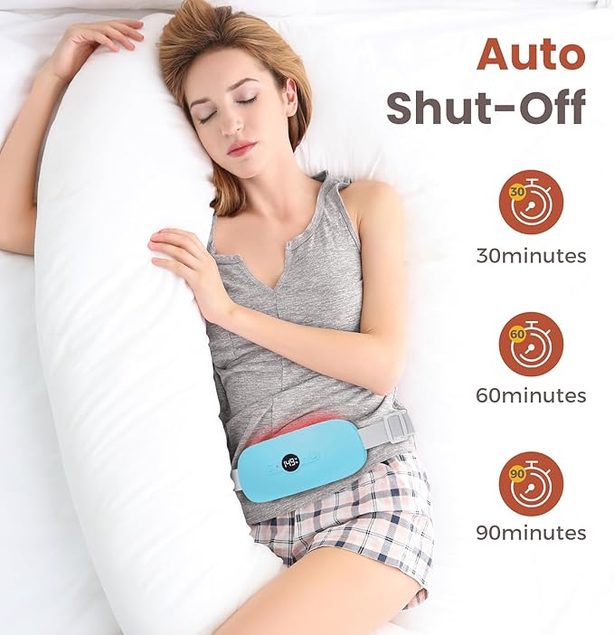 NOWWISH Heating Pad for Period Cramps Pain Relief, Portable Electric Cordless Menstrual Heating Pad Rechargeable with 6 Heat Levels and 6 Massage Modes, Christmas Gifts for Women Teen Girls, Blue
