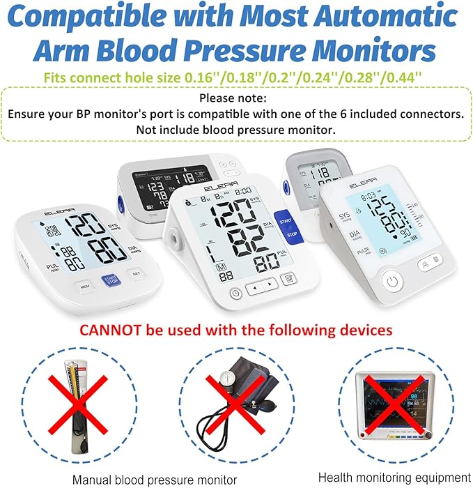XXL Blood Pressure Cuff 9”-24” (22-60CM) Compatible with Most Automatic Blood Pressure Monitors, Extra Large BP Replacement Cuff for Big Arms - Includes 6 Connectors