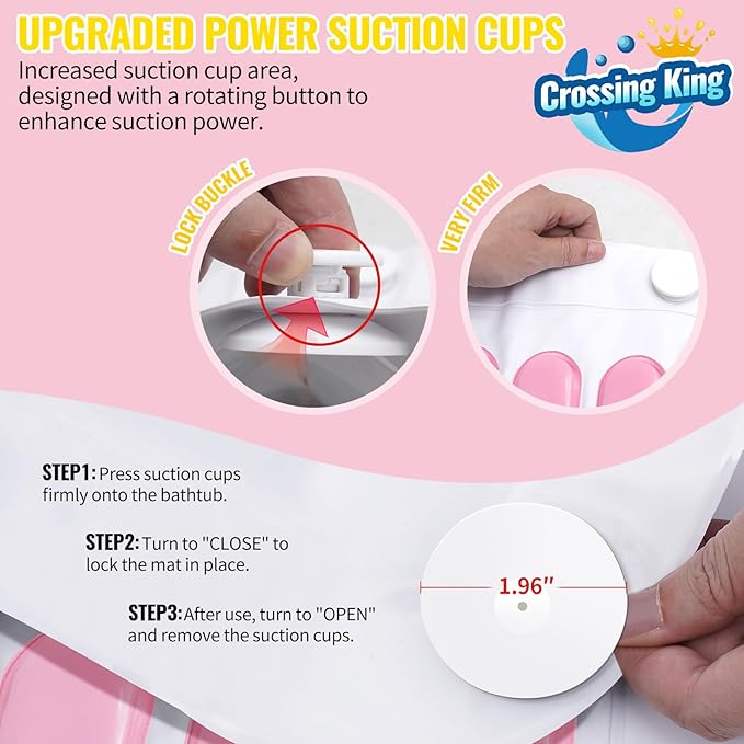 Bubble Bath Mat Tub Spa Massager, Portable Spa Bubble Bath Massager with Upgraded Powerful Suction Cup, Electric Air Pump, Pillow and Remote Control for Relaxation 45 * 17in (Pink)