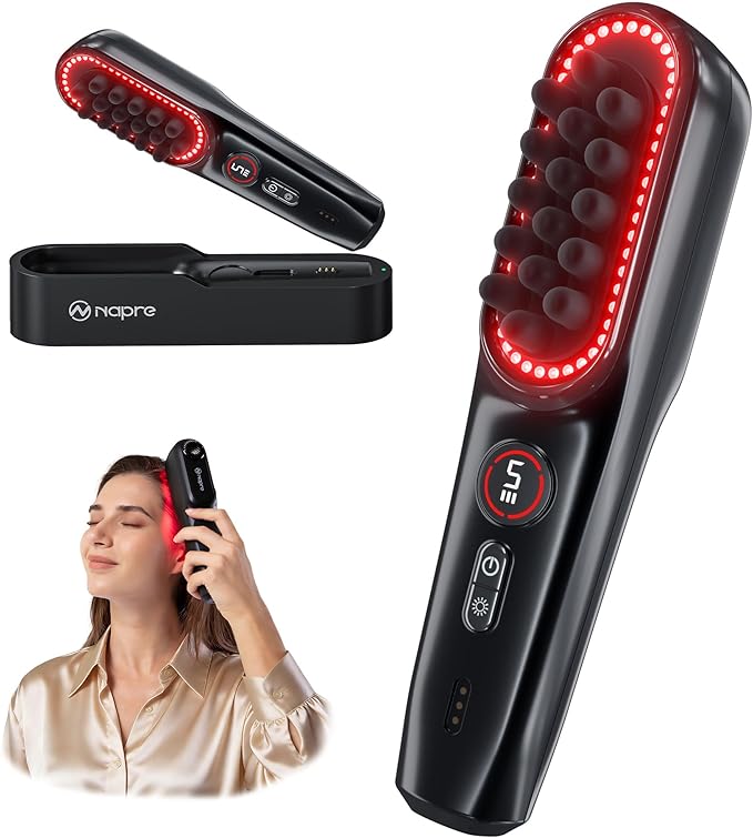 NAPRE Electric Scalp Massager,Head & Hair Massager Scalp Stress Relax,Cordless Handheld Muscle Massager with Horizontal Vibration for Face,Neck,Shoulder & Body,with Charging Dock