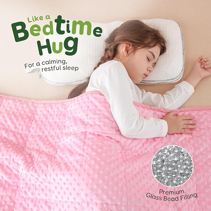 Sivio Weighted Blanket, Minky Dots Weighted Blanket,Soft and Cozy Cooling Heavy Blanket for Bed, Calm and Nap, School and Home,3lbs 36 x 48inches, Pink