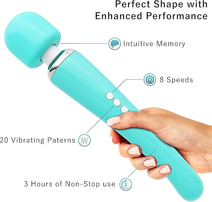 Therapeutic Cordless Massager - Powerful Massage Tool Handheld 8 Speeds 20 Patterns - Rechargeable Hand Massagers for Sore Muscles - Hand Held Massage Tool for Neck & Back