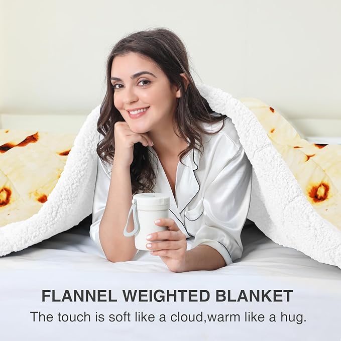 Aemicion Weighted Blankets for Adults,Queen Size Weighted Blanket 20lbs 60x80in,Soft Sherpa Fleece Washable Weighted Blanket as Gifts for Women Men Mon-Burritos