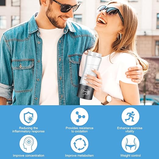 Hydrogen Water Bottle Generator with SPE/PEM Technology, Anlewo Portable H2 Water Ionizer Machine,5000PPB,6 Hours Hydrogen Retention for Family Friends Office Travel Sports Fitness(Black)