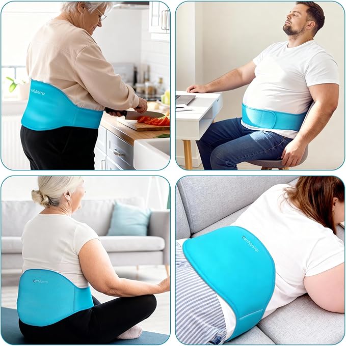 Comfytemp Extra Large Ice Pack for Back Pain Relief, 2 Pcs, Sciatica Ease Brace, Reusable Gel Lower Back Ice Wrap for Injury, Hot Cold Compress for Lower Lumbar, Waist, Men Women After Surgery (Blue)