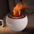 Essential Oil Diffuser, Volcano Flame Fire Oil Diffuser, 360ml Ultrasonic Cool Mist Aromatherapy Humidifier, Scent Diffuser with 7 Colors Light, Timer & Auto Shut-Off for Home, Room (White)