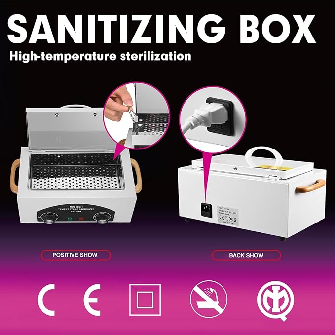 High Temperature Sterilizer Autoclave Machine 110V 300W Nail Tool Sterilizer Dry Heat Sterilizer Dental Tool Sterilizer esterilizador de manicura 1.5L Salon Equipment for Metal Tools with Handle
