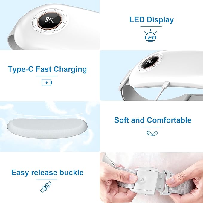 Heating Pad for Period Cramps, 3 Heat Levels and 3 Massage Modes, Portable Heating Pad for Menstrual Cramps, Electric Heat Belt for Women and Girl Stocking Stuffers(White)