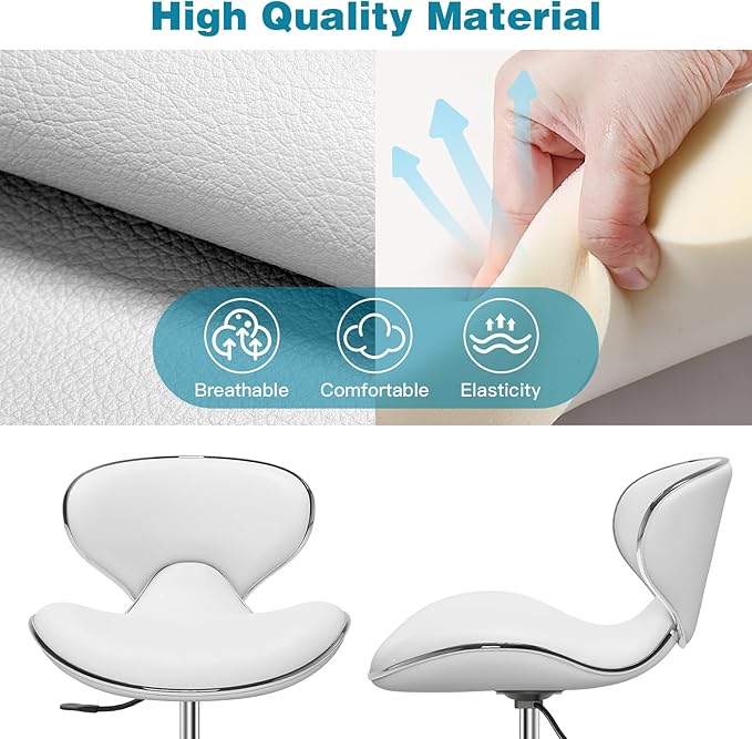 Adjustable Rolling Stool with Backrest,Drafting Spa Bar Medical Salon Tattoo Stool Chair with Wheels 360 Swivel,Heavy Duty,400lbs Weight Capacity,White