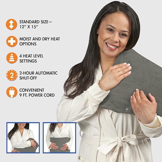 Pain Management Bundle 3-Piece | Personal Deep Tissue Massager | Muscle & Joint Pain Relief Gel | Deluxe Moist Dry Heating Pad | Therapeutic Care at Home | Whole Family Care