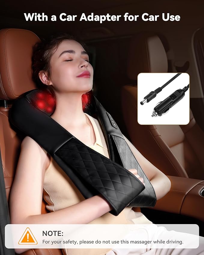 Shiatsu Neck and Back Massager, Corded Electric Neck Massager with Heat for Pain Relief Deep Tissue 4D Kneading Shoulder Massager Pillow for Whole Body Relaxation, Gifts for Mom Dad Friends