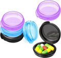 Patelai 6 Packs Small Pill Organizer Box, Travel Pill Container Portable Daily Mini Medicine Case Holder for Pocket Purse Briefcase Cod Liver Oil Jewelry Beads Earplug Storage Box(Black, Purple, Blue)