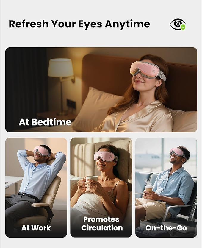 BOB AND BRAD Eye Massager FSA Eligible, EyeOasis 2 Heated Eye Massager for Dry Eyes, Temple Massager for Headache, Migraine & Tension Relief, Warm Compress Eye Massage for Stress Relief