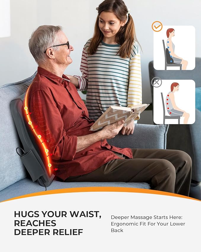 CooCoCo Lower Back Massager with Heat, 2026 Upgraded Back Massager for Pain Relief Deep Relief, 2X Larger Heating Area and Faster Heating, FSA Eligible, HSA Shiatsu Rooling Back Massage