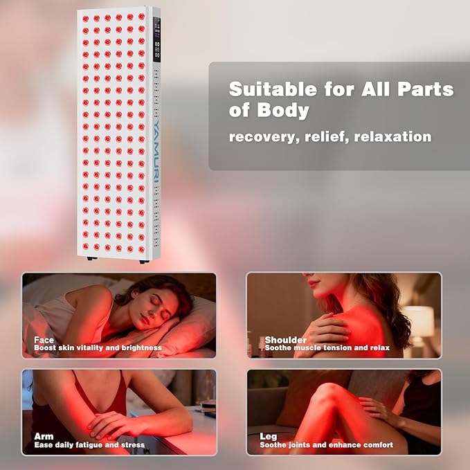 220W Red Light Therapy Panel Lamp for Face & Body - Infrared Red Light Therapy Device, Dual Chip | High Power LED Light Therapy for Skin, Recovery & Relaxation at Home - YA120