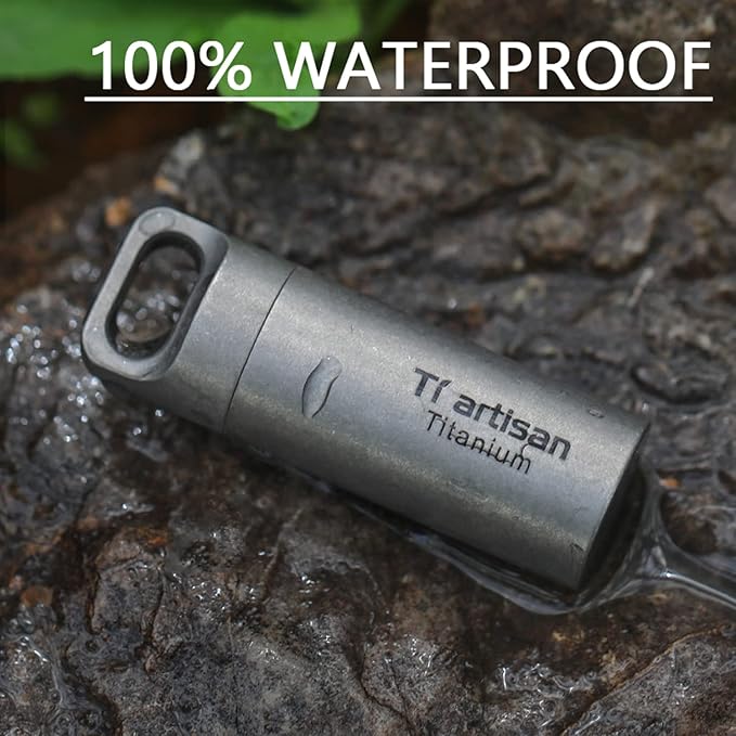 Titanium Waterproof Pill Container, Secret Pill Holder Keychain, Portable Daily Travel Pill Fob, Outdoor EDC First Aid Kit Pill Bottle, Metal Pocket Medicine Box Pill Capsule Charming Pendant
