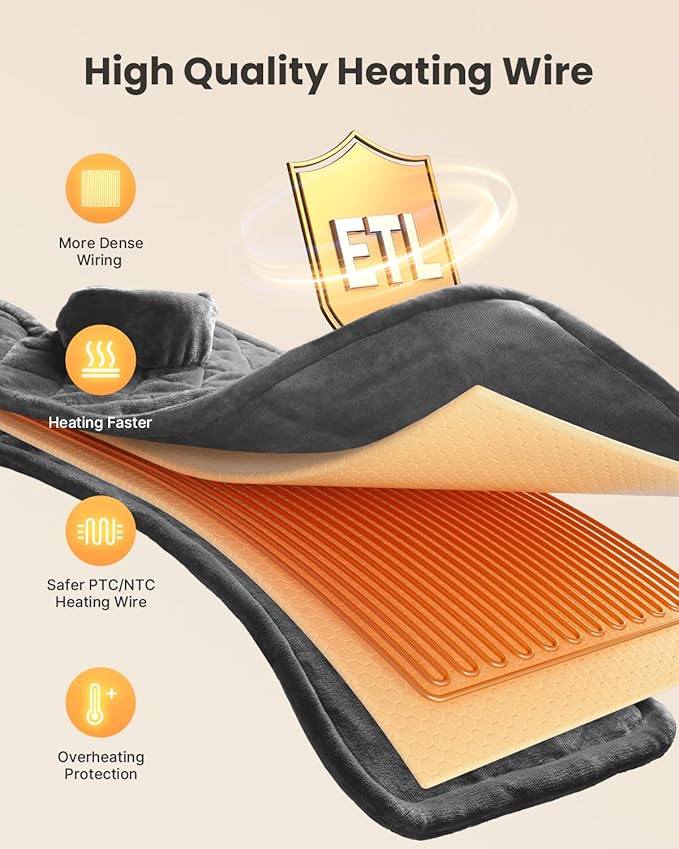 iDOO Heating Pad for Neck and Shoulders and Back for Pain Relief, Mothers Day Gifts for Mom Women Men Elderly, FSA Eligible Items & HSA Store, Large 24"x33" Weighted Electric Heat Pads for Back Gray