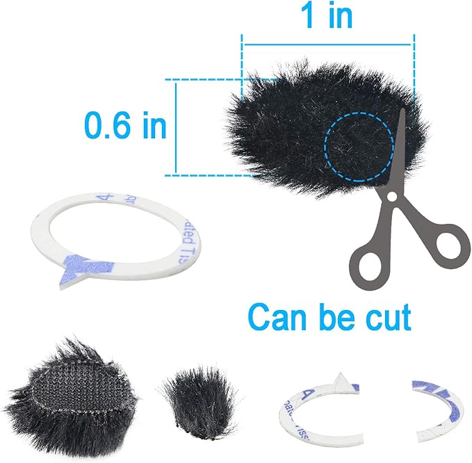 YOUSHARES Camera Mic Windscreen, 8 PCS Fur Wind Muff Wind Cover for DSLR Built-in Microphone Outdoor Wind Filter