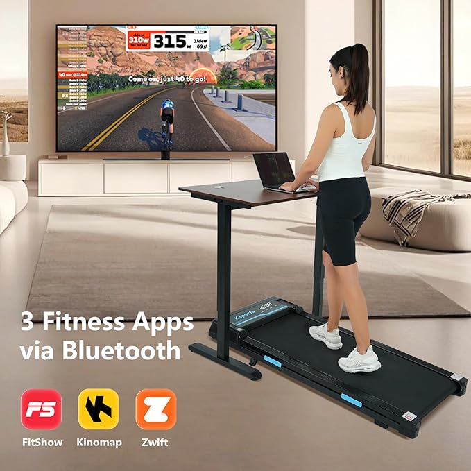 Ksports Walking Pad & Folding Treadmill – 2.5HP, Sit-Ups Mat, Bluetooth App, Portable Wheels | Incline, Desk, Dual Displays, 308 lbs & 265lbs Capacity